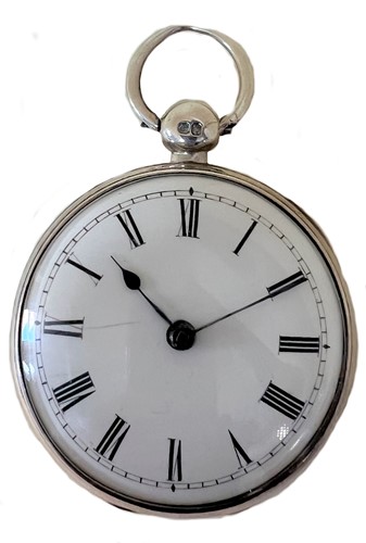 Lot 267 - William Nadauld, London - An early 19th century open faced pocket watch in a later Sterling silver case