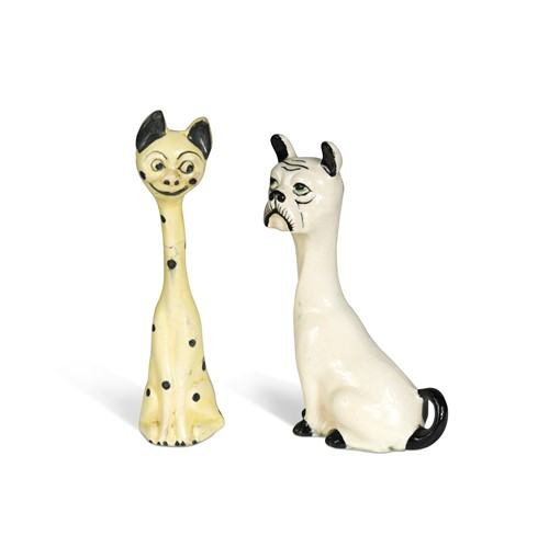 Lot 34 - Two early 20th century earthenware model cats in the manner of Louis Wain