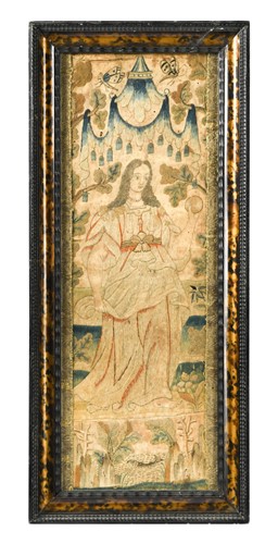 Lot 310 - A stumpwork panel, 17th century