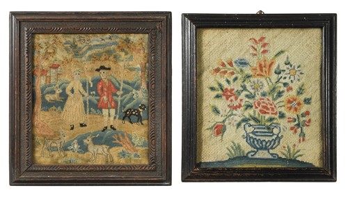 Lot 314 - An embroidered panel, late 17th/early 18th century
