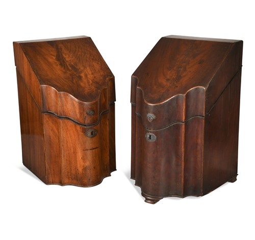 Lot 447 - Two George III mahogany knife boxes