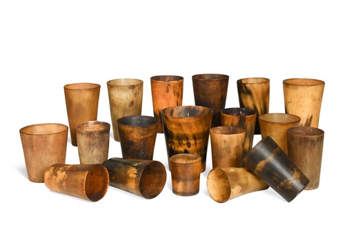 Lot 306 - Nineteen assorted horn beakers, 19th century