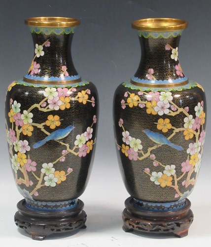 Lot 1 - A pair of 20th century Japanese cloisonné...