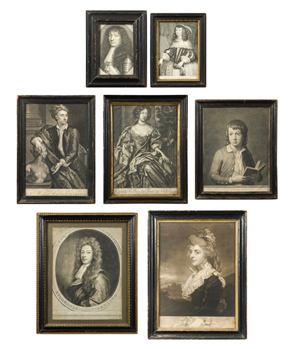 Lot 464 - A collection of seven portrait mezzotints and engravings