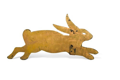 Lot 333 - A Folk Art gilded iron hare silhouette weather vane, 19th century