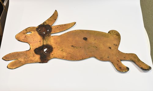 Lot 333 - A Folk Art gilded iron hare silhouette weather vane, 19th century