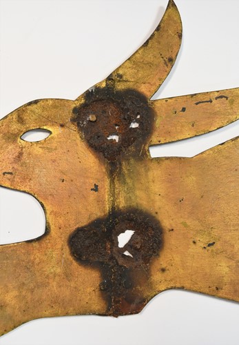 Lot 333 - A Folk Art gilded iron hare silhouette weather vane, 19th century