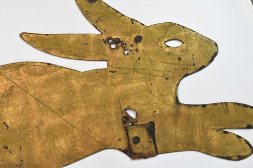 Lot 333 - A Folk Art gilded iron hare silhouette weather vane, 19th century