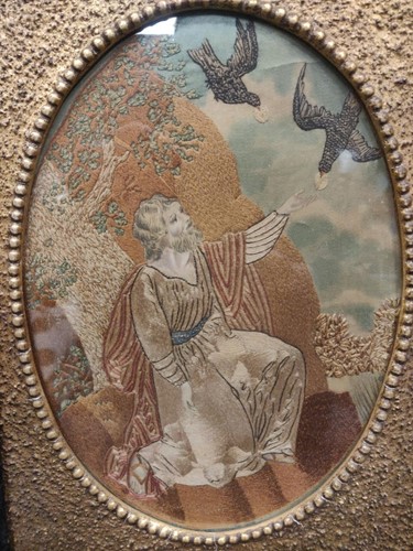 Lot 284 - Two pairs of silkwork pictures and a silkwork...