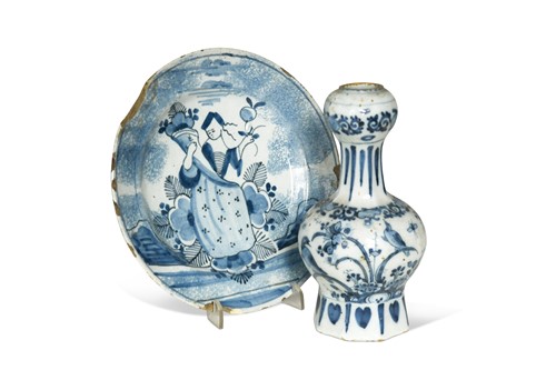 Lot 364 - A Delft blue and white bottle vase, circa 1700