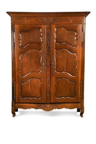 Lot 371 - An inlaid oak armoire, late 18th century