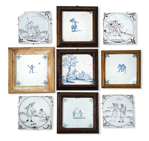 Lot 328 - Nine Delft tiles, 18th century