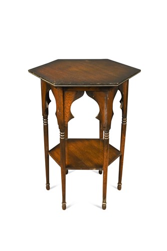 Lot 149 - A Moorish oak occasional table, probably retailed by Liberty & Co.