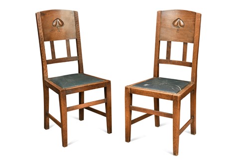 Lot 142 - William Neatby (1860-1910), a pair of oak side chairs