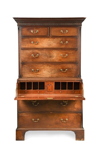 Lot 489 - A George III mahogany secretaire chest-on-chest