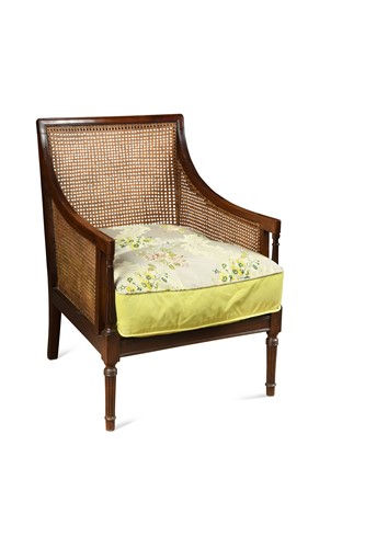Lot 595 - A Regency style mahogany bergere armchair, circa 1900