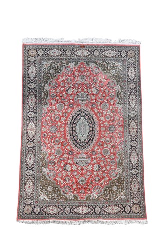 Lot 491 - A large silk carpet, possibly Nain