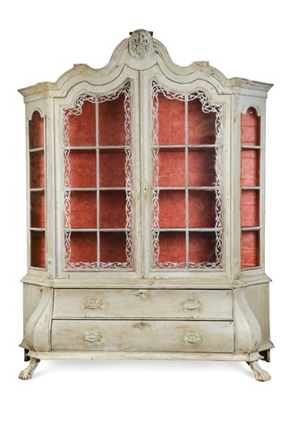Lot 516 - A Dutch grey painted glazed top bookcase, 19th century