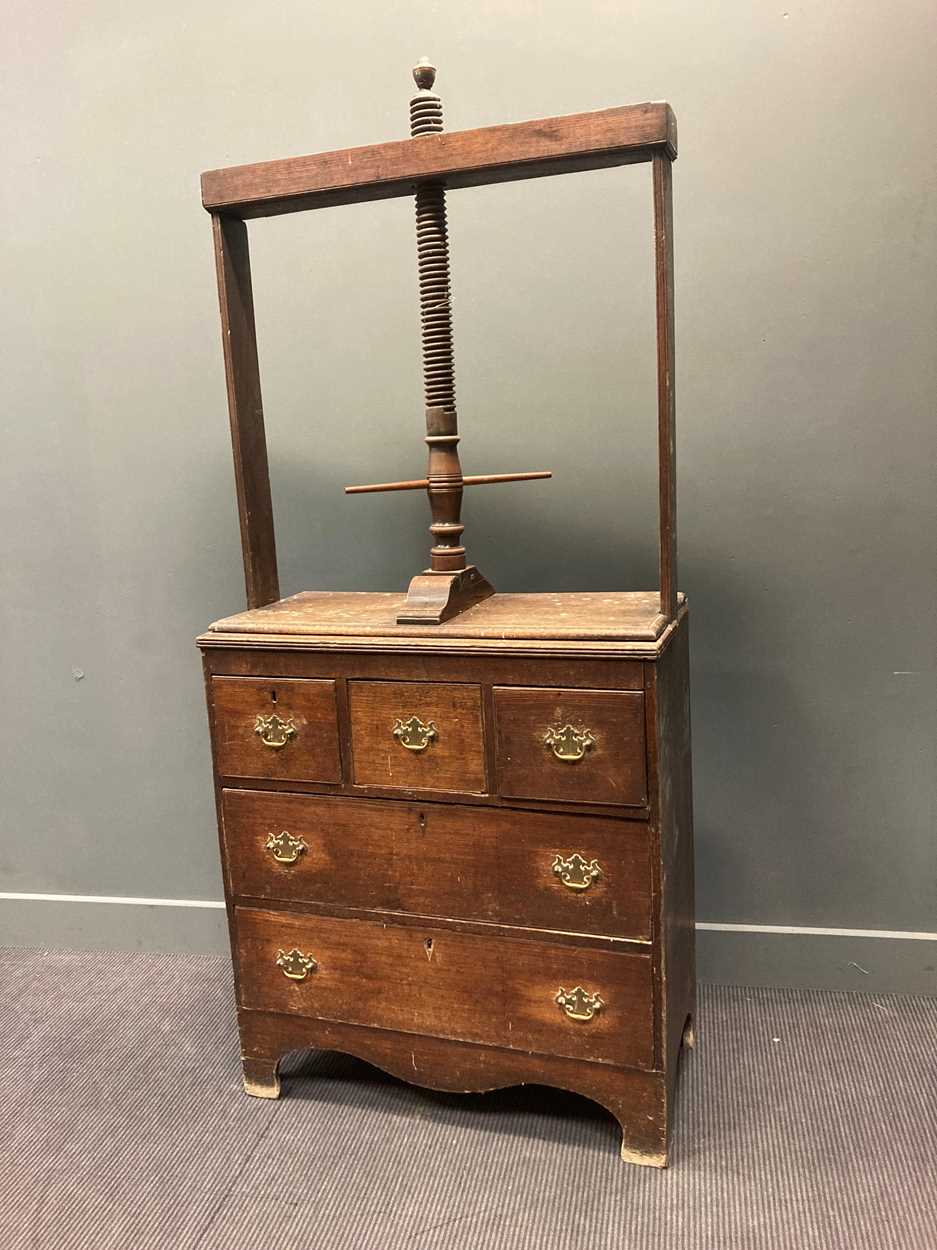 Lot 462 - A 19th century oak linen/ book press with...