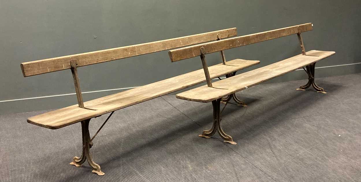 Lot 459 - A pair of iron and pine two-way Railway...