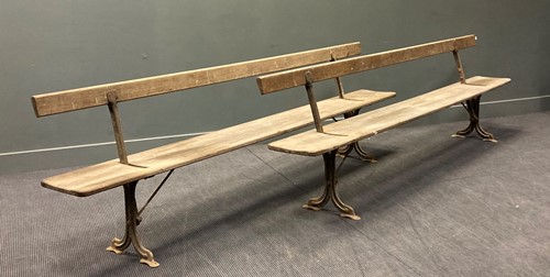 Lot 459 - A pair of iron and pine two-way Railway...