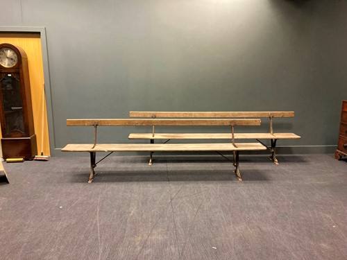 Lot 459 - A pair of iron and pine two-way Railway...