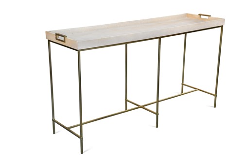 Lot 223 - A contemporary faux-shagreen topped console table by Andrew Martin