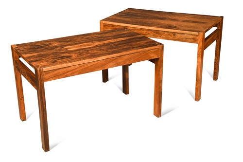 Lot 200 - A pair of mid-century rosewood metamorphic lamp tables