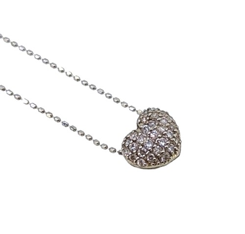 Lot 131 - A diamond set heart shaped pendant and chain