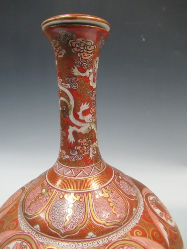 Lot 12 - A pair of Japanese Kutani-style vases with...