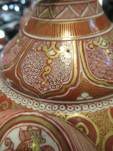 Lot 12 - A pair of Japanese Kutani-style vases with...