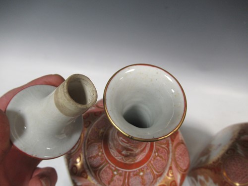 Lot 12 - A pair of Japanese Kutani-style vases with...