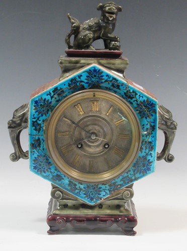 Lot 18 - A Chinese style ceramic mantel clock by W. C....