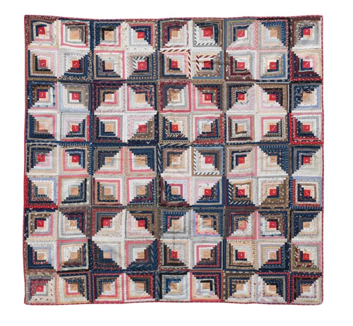 Lot 410 - A log cabin quilt, 19th century