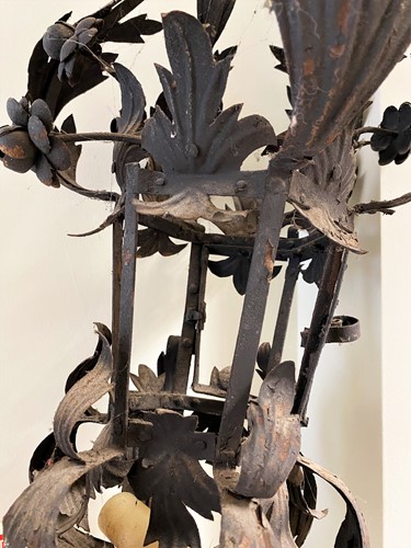 Lot 408 - A Venetian wrought iron Gondola Lantern, 19th century