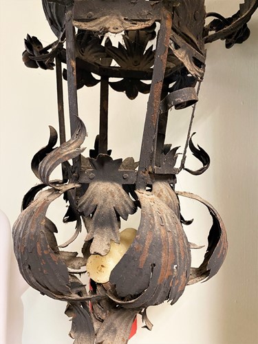 Lot 408 - A Venetian wrought iron Gondola Lantern, 19th century