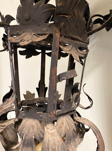 Lot 408 - A Venetian wrought iron Gondola Lantern, 19th century