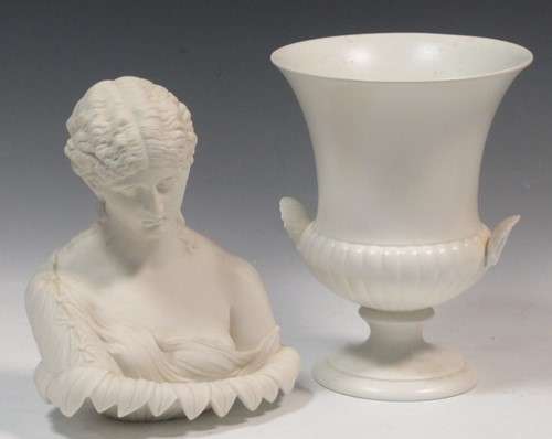 Lot 5 - A Parian bust of Clytie emerging from a...