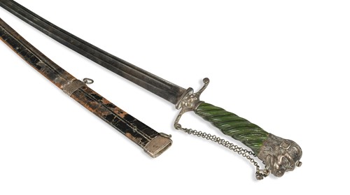 Lot 654 - An English silver mounted hunting hanger, circa 1770