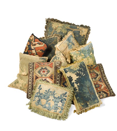 Lot 407 - A group of fourteen tapestry and kelim cushions