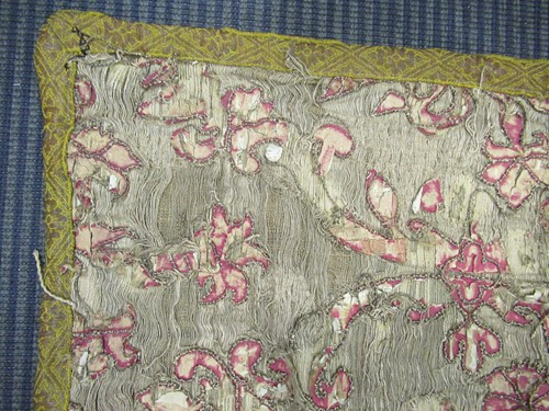Lot 181 - Three antique silk embroidered panels, one...