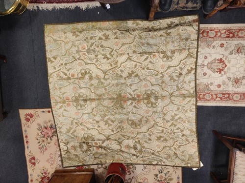Lot 181 - Three antique silk embroidered panels, one...