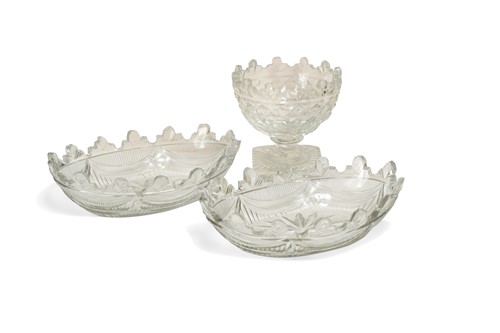 Lot 743 - A pair of Irish glass oval dishes, 19th century