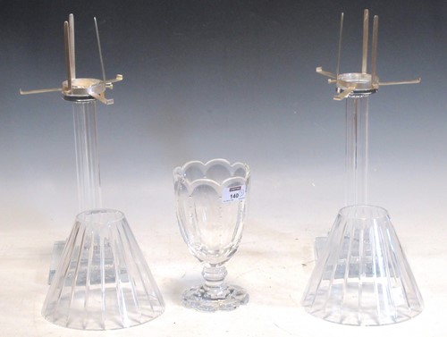 Lot 140 - A pair of cut glass candle sticks with cut...