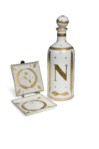 Lot 522 - A Napoleonic white enamel bottle and stopper