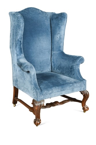 Lot 705 - A George III mahogany wingback armchair, probably Irish