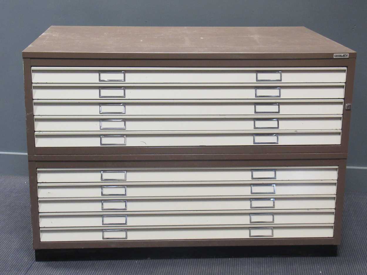 Lot 410 - Bisley metal ten drawer plan chest