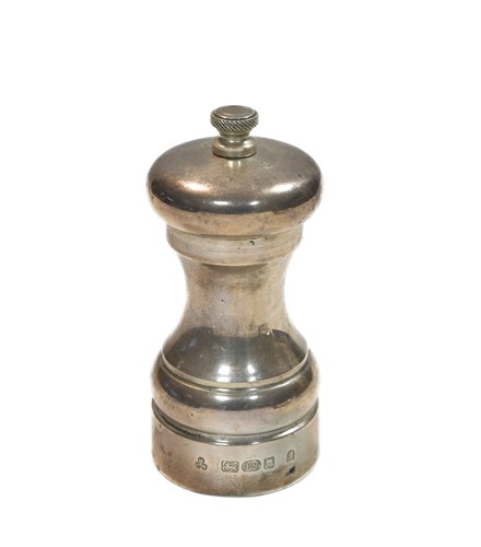 Lot 646 - An Elizabeth II silver condiment grinder, retailed by Cole & Mason