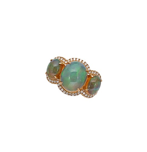 Lot 145 - An Ethiopian opal and diamond ring