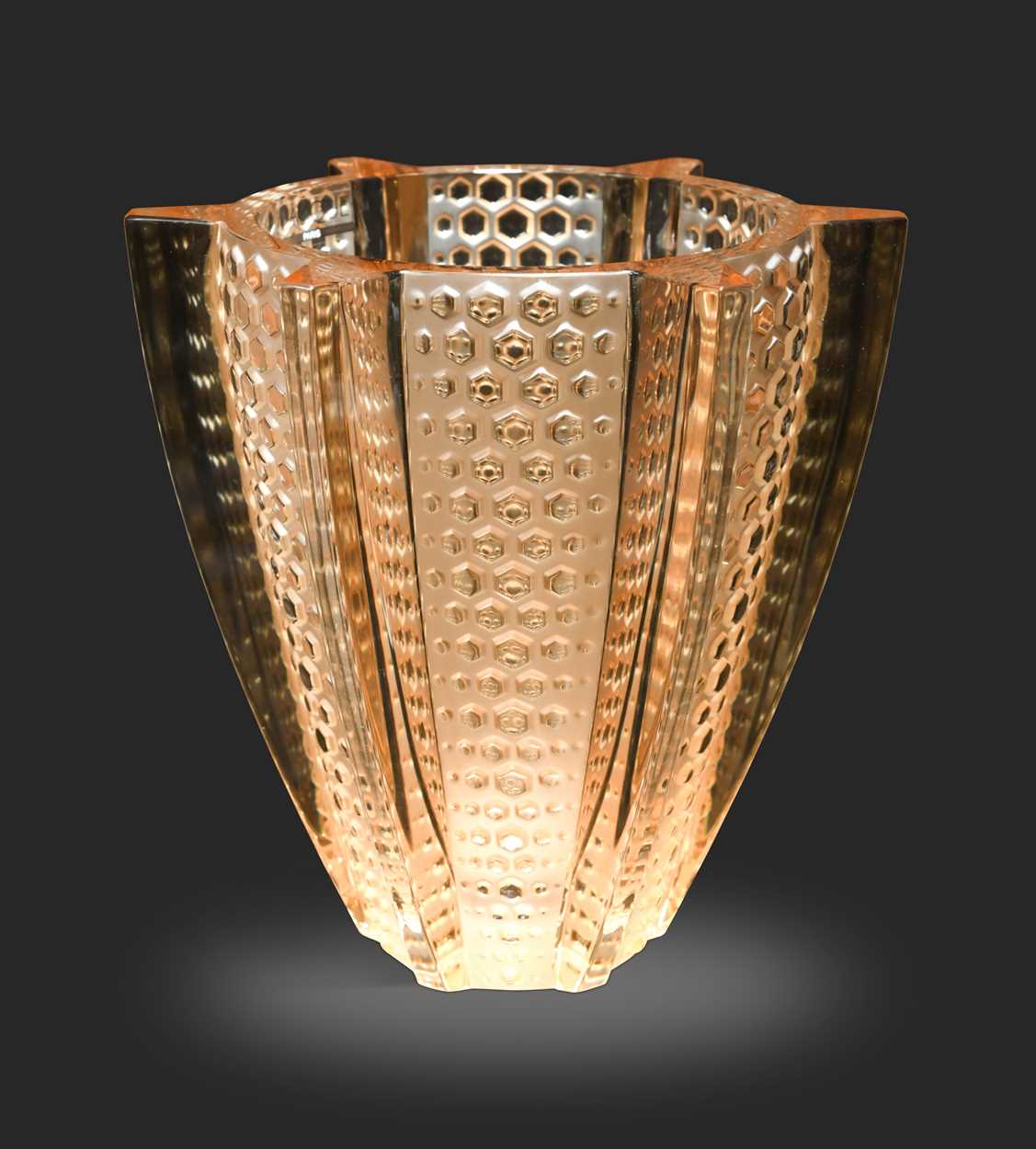 Lot 10 - Rayons, a modern Lalique amber glass vase